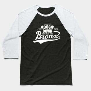 Boogie Down Bronx lettering - 50 years of Hip Hop Baseball T-Shirt